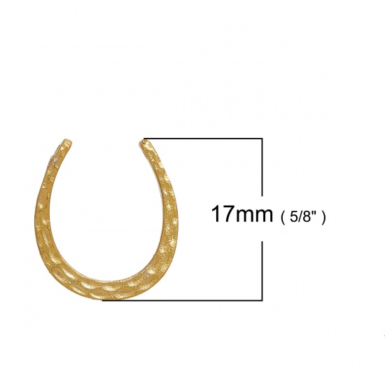 Picture of Brass Charms Luck Horseshoe Gold Plated 17mm( 5/8") x 15mm( 5/8"), 2 PCs