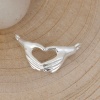 Изображение Латунь Коннекторы фурнитуры Рука Посеребренный Сердце С узором 21мм x 12мм, 2 ШТ                                                                                                                                                                              