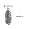 Picture of Zinc Based Alloy Charms Feather Antique Silver 26mm(1") x 9mm( 3/8"), 50 PCs