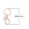 Picture of Iron Based Alloy Keychain & Keyring Circle Ring Rose Gold 6.9cm x 3cm, 60 PCs