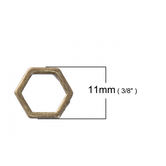 Picture of Zinc Based Alloy Connectors Honeycomb Hexagon Antique Bronze 11mm x 10mm, 30 PCs