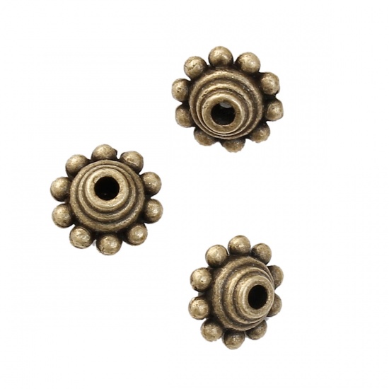 Picture of Zinc Based Alloy Spacer Beads Bicone Flying Saucer Antique Bronze 10mm x 10mm, Hole: Approx 2.1mm, 30 PCs