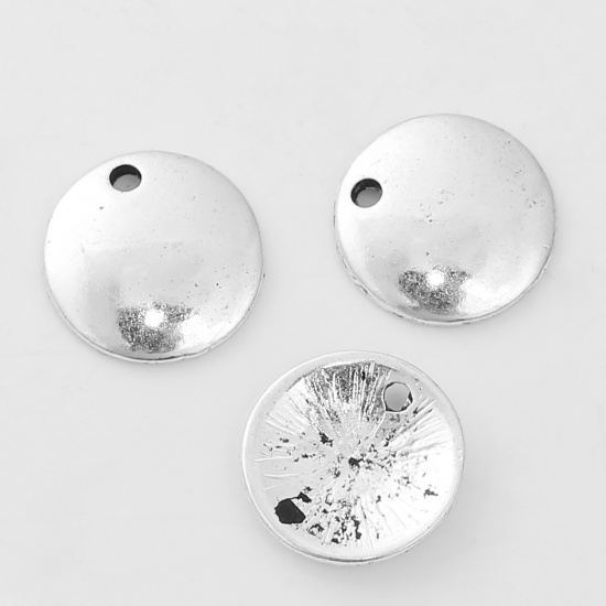 Picture of Zinc Based Alloy Blank Stamping Tags Charms Round Antique Silver 12mm( 4/8") Dia, 20 PCs
