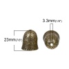 Immagine di Lega di Zinco Coppette Copriperla Cilindrico Bell Bronzo Antico Fiore Disegno (Addetti 16mm Perline) 23mm x 20mm, 2 Pz