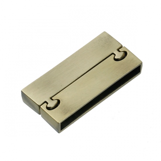Image de Fermoir Magnétique en Alliage de Zinc Rectangle Bronze Antique 38mm x 18mm, 1 Kit