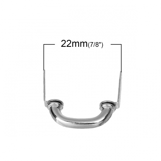 Immagine di Lega di Zinco Armadietto Cassetto Maniglie Tono Argento 22mm x 20mm, 10 Pz