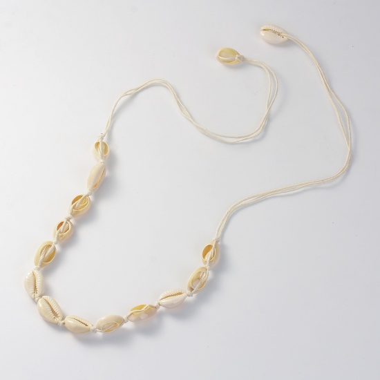 Bild von (Klasse B) Muschel ( Natur) Halskette Grauweiß 78cm lang, 1 Strang