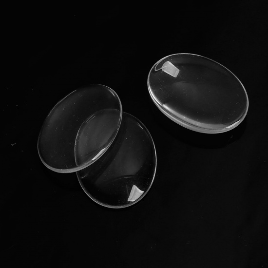 Immagine di Vetro Cupola Dome Seals Cabochon Ovale Flatback Trasparente 40mm x 30mm, 10 Pz