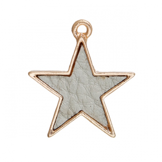 Immagine di PU Charms Geometrica Oro Placcato Grigio Stella a Cinque Punte 24mm x 21mm , 5 Pz