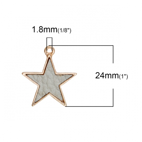 Immagine di PU Charms Geometrica Oro Placcato Grigio Stella a Cinque Punte 24mm x 21mm , 5 Pz