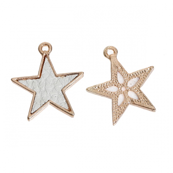 Immagine di PU Charms Geometrica Oro Placcato Grigio Stella a Cinque Punte 24mm x 21mm , 5 Pz