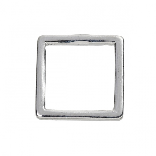 Picture of Zinc Based Alloy Connectors Square Silver Plated Hollow 13mm x 13mm, 30 PCs