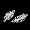 透かし ヘアクリップ 葉 銀メッキ フィリグリー 8cm x 3.5cm、 2 個 の画像