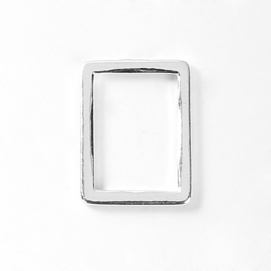 Picture of Zinc Based Alloy Connectors Rectangle Silver Plated Hollow 15mm x 11mm, 30 PCs