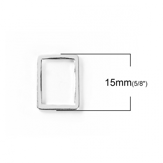 Picture of Zinc Based Alloy Connectors Rectangle Silver Plated Hollow 15mm x 11mm, 30 PCs