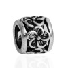 Picture of Zinc Based Alloy European Style Large Hole Charm Beads Cylinder Antique Silver Color Flower Hollow About 10mm x 8mm, Hole: Approx 6.1mm, 10 PCs