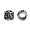 Picture of Zinc Based Alloy European Style Large Hole Charm Beads Cylinder Antique Silver Color Flower Hollow About 10mm x 8mm, Hole: Approx 6.1mm, 10 PCs