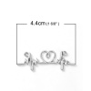 Bild von Zinklegierung Verbinder Herzschlag / Elektrokardiogramm Versilbert mit Herz Muster 44mm x 14mm 5 Stück