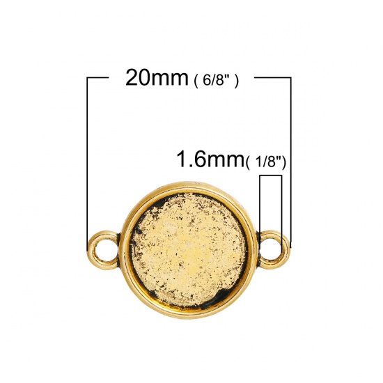 Immagine di Lega di Zinco Connettore Tondo Oro Antico Basi per Cabochon (Addetti 12mm) 20mm x 14mm, 50 Pz