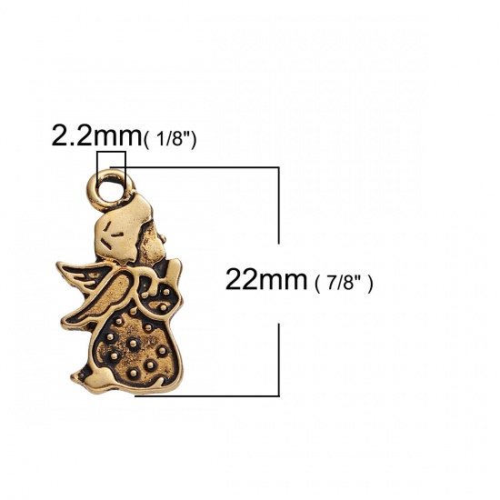 Picture of Zinc Based Alloy Charms Praying Angel Gold Tone Antique Gold 22mm( 7/8") x 12mm( 4/8"), 10 PCs