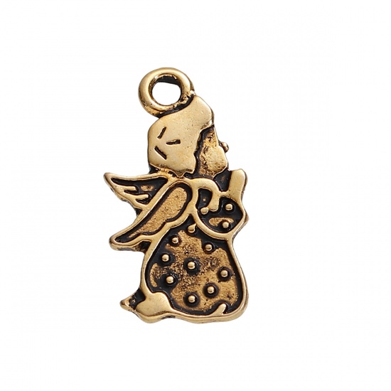 Picture of Zinc Based Alloy Charms Praying Angel Gold Tone Antique Gold 22mm( 7/8") x 12mm( 4/8"), 10 PCs