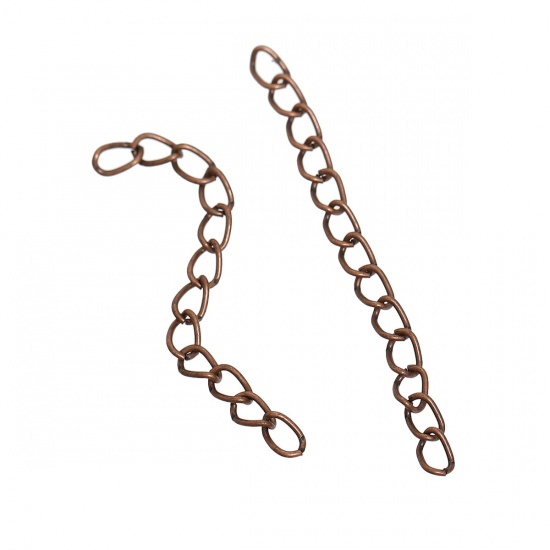 Picture of Iron Based Alloy Extender Chain For Jewelry Necklace Bracelet Antique Copper 5cm(2") long, 5.4x3.7mm(2/8"x1/8"), 200 PCs