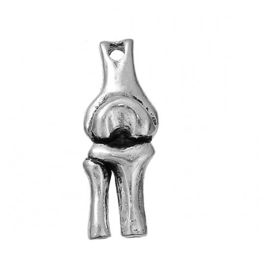 Immagine di Lega di Zinco 3D Charms Anatomiche Umane Ginocchio Argento Antico 26mm x 10mm , 5 Pz