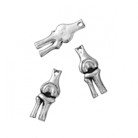 Immagine di Lega di Zinco 3D Charms Anatomiche Umane Ginocchio Argento Antico 26mm x 10mm , 5 Pz