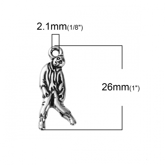 Immagine di Lega di Zinco Charms Zombie Umano Argento Antico 26mm x 12mm , 20 Pz