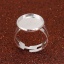 Immagine di Ottone Regolabile Anello Tondo Argento Placcato Basi per Cabochon (Adatto: 14mm) 17.5mm (taglia di US: 7), 5 Pz
