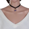 Picture of Velvet Choker Necklace Transparent Glass Bubble Royal Blue Black Rhinestone 32.5cm(12 6/8") long, 1 Piece