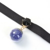 Picture of Velvet Choker Necklace Transparent Glass Bubble Royal Blue Black Rhinestone 32.5cm(12 6/8") long, 1 Piece