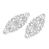 Image de Cabochons d'Embellissement Estampe en Filigrane en Alliage de Fer Ovale Argent Mat Fleur Creux 80mm x 35mm, 30 Pcs
