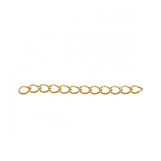 Imagen de Hierro Excensor de Cadena Para Pulsera Collar Joyería Chapado en Oro 5cm longitud, 5mm x 4mm, 200 Unidades