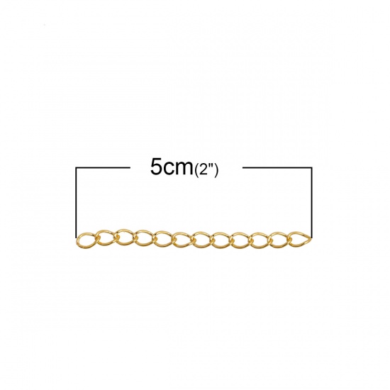 Picture of Iron Based Alloy Extender Chain For Jewelry Necklace Bracelet Gold Plated 5cm(2") long, 5x4mm( 2/8" x 1/8"), 200 PCs