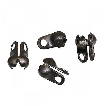 Iron Based Alloy Beads Tips (Knot Cover) Clamshell Gunmetal (Fits 2.4mm Ball Chain) 6mm x 4mm, 200 PCs