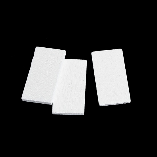 Immagine di Tre-Laminati Cabochon per Abbellimento Rettangolo Bianco 23mm x 12mm , 50 Pz