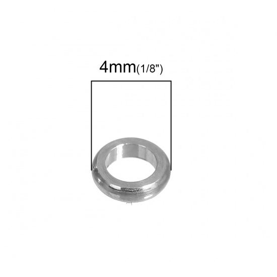 Bild von Edelstahl Zwischenperlen Spacer Perlen Rund Silberfarbe ca 4mm D Loch:ca 2mm 50 Stück