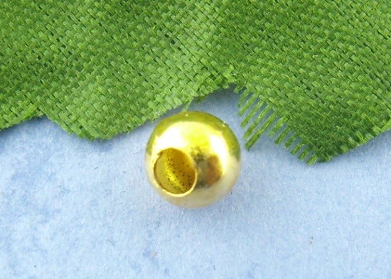 Bild von Eisen(Legierung) Zwischenperlen Spacer Perlen Rund Vergoldet ca. 5mm D., Loch:ca. 2mm, 300 Stück