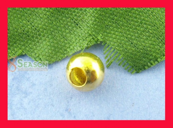 Picture of Alloy Spacer Beads Round Gold Plated About 5mm Dia, Hole:Approx 2mm, 300 PCs