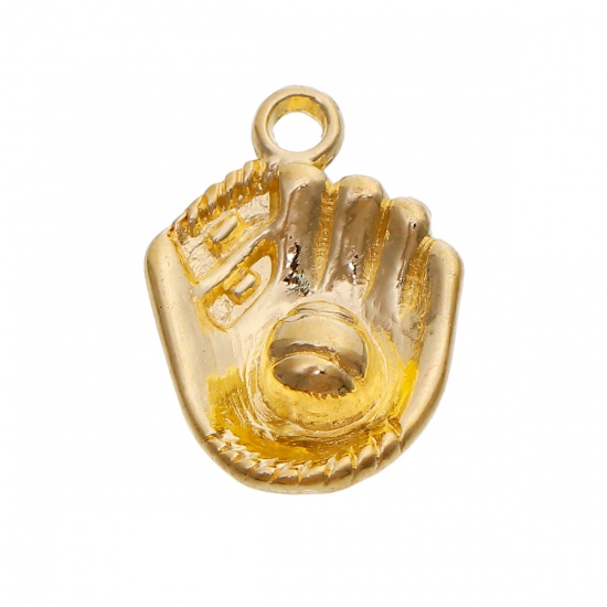 Picture of Zinc Based Alloy Sport Charms Glove Gold Plated 21mm x 15mm, 20 PCs