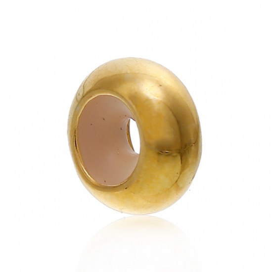 Picture of Brass Slider Beads Round Gold Plated About 8mm( 3/8") Dia, Hole: Approx 2mm( 1/8"), 5 PCs