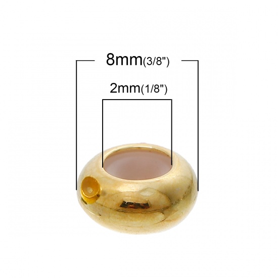 Picture of Brass Slider Beads Round Gold Plated About 8mm( 3/8") Dia, Hole: Approx 2mm( 1/8"), 5 PCs                                                                                                                                                                     