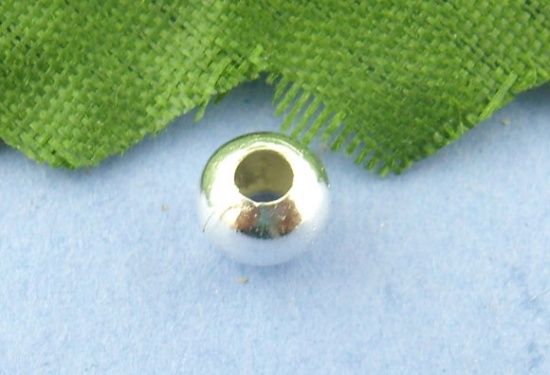 合金 スペーサ ビーズ 円形 銀メッキ 約5mm 直径、 　穴：約2mm、 300 PCs の画像