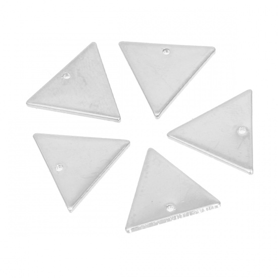 Imagen de Latón Colgantes Charms Geométrico Argentado Triángulo 14mm x 12mm, 10 Unidades