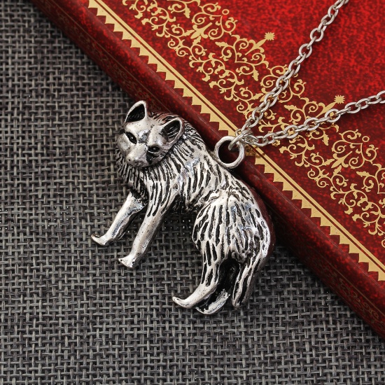 Picture of Wolf Necklace Antique Silver 52cm(20 4/8") long, 1 Piece