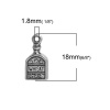 Picture of Zinc Based Alloy 3D Charms Bottle Antique Silver Color Message " Whisky " 18mm( 6/8") x 9mm( 3/8"), 10 PCs
