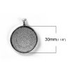 Immagine di Lega di Zinco Charm Ciondoli Tondo Argento Antico Basi per Cabochon (Adatto 30mm) 42mm x 33mm, 5 Pz