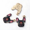 Picture of Zinc Based Alloy Charms Dog Animal Light Golden Multicolor 19mm( 6/8") x 15mm( 5/8"), 10 PCs