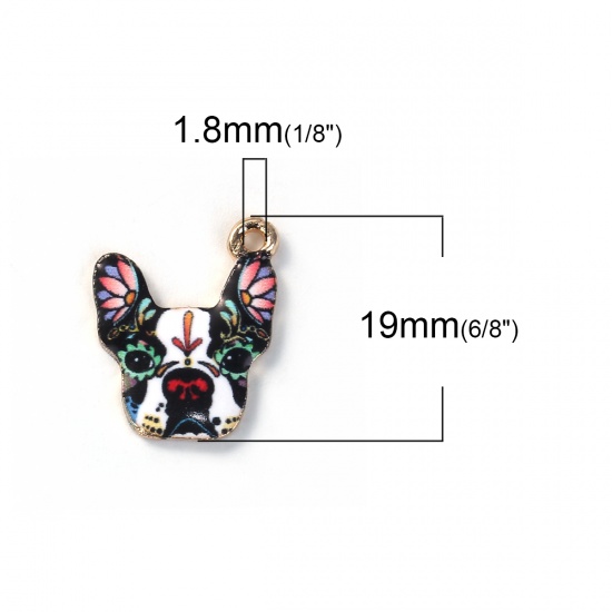 Picture of Zinc Based Alloy Charms Dog Animal Light Golden Multicolor 19mm( 6/8") x 16mm( 5/8"), 10 PCs